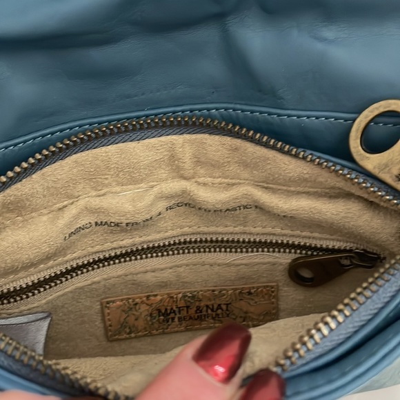 Matt & Nat muted blue leather and gold chain purse - Picture 3 of 6